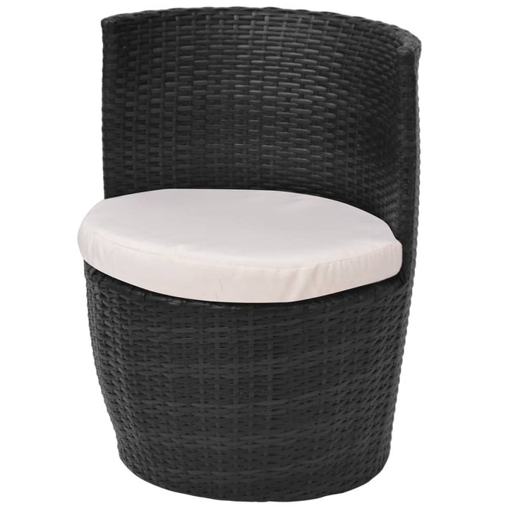 bistrosæt 3 dele med hynder polyrattan sort