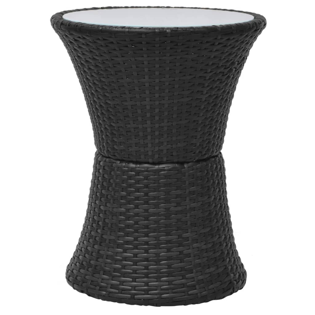 bistrosæt 3 dele med hynder polyrattan sort