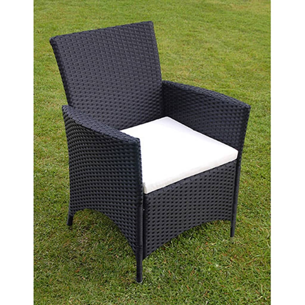udendørs spisebordssæt 9 dele med hynder polyrattan sort