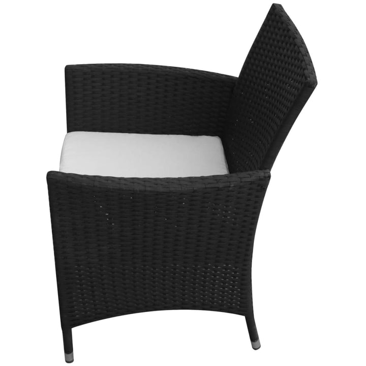 udendørs spisebordssæt 5 dele med hynder polyrattan sort