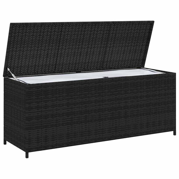 udendørs opbevaringskasse 150x50x60 cm polyrattan sort