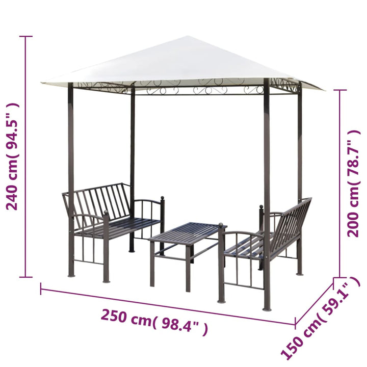 havepavillon med bord og bænk 2,5x1,5x2,4 m