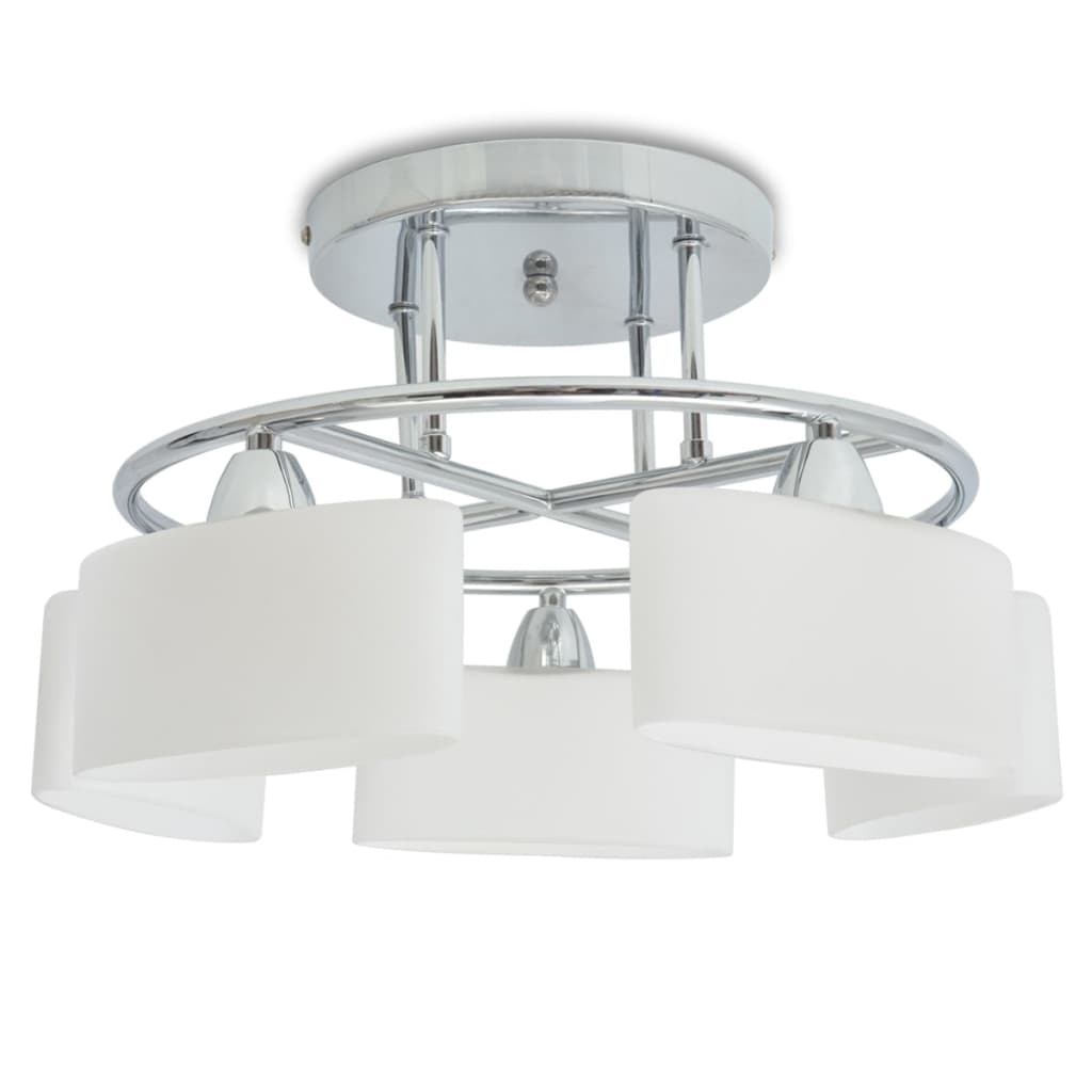 loftslampe med ellipseformet glasskygge 5 E14-pærer 200 W