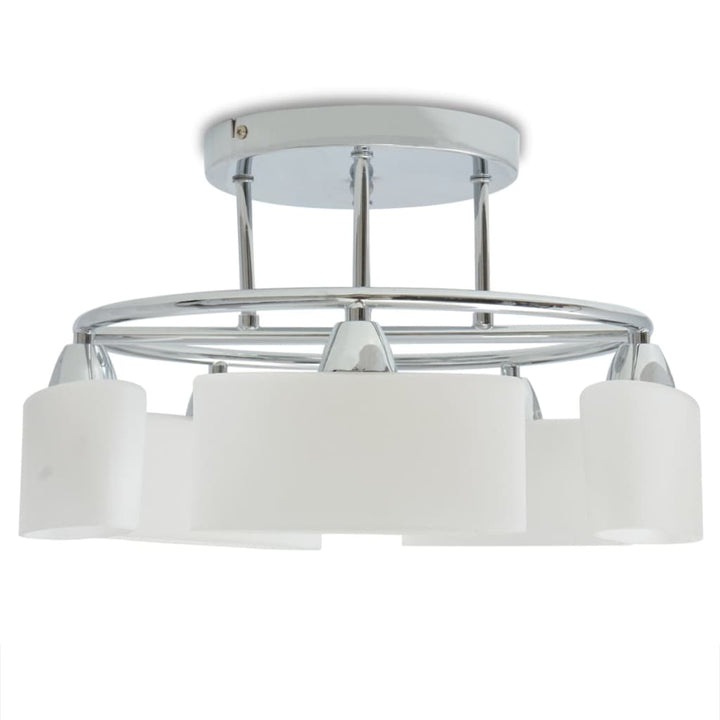 loftslampe med ellipseformet glasskygge 5 E14-pærer 200 W