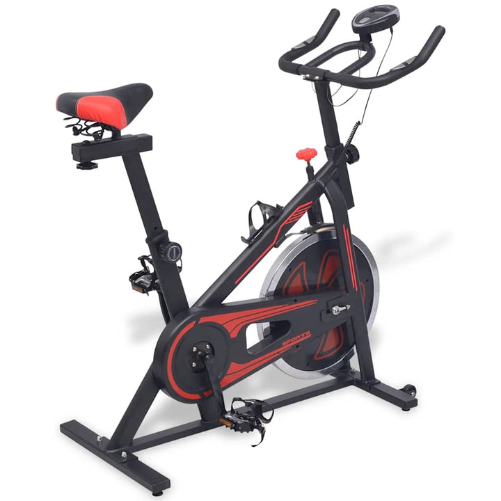 motionscykel med pulssensor sort og rød