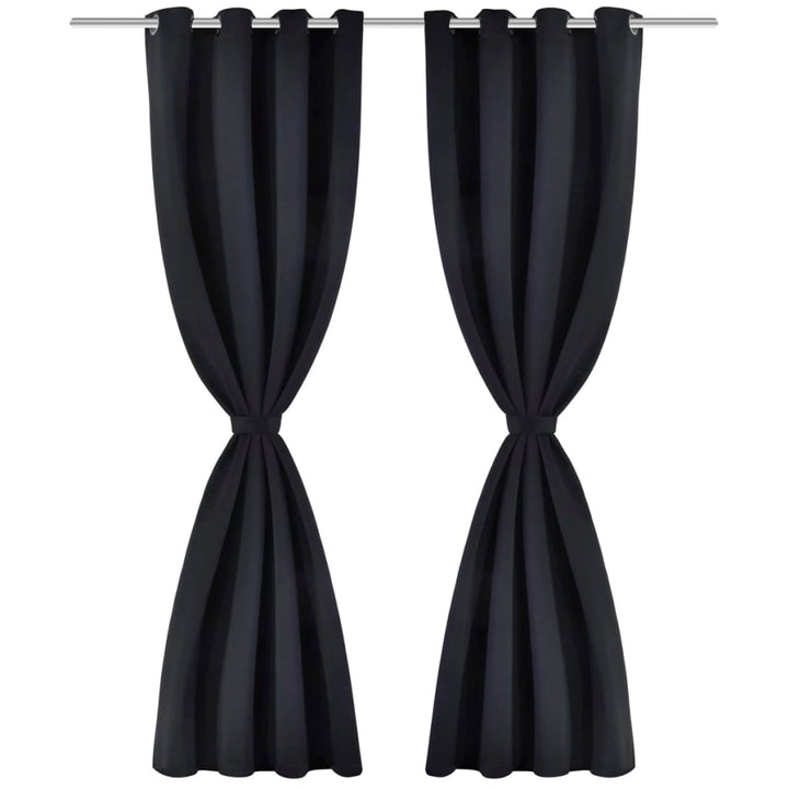 mørklægningsgardiner 2 stk. med metalsnøreringe 135x175 cm sort
