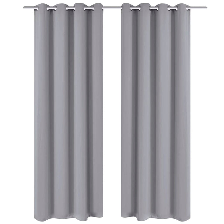 mørklægningsgardiner 2 stk. med metalsnøreringe 135x175 cm grå