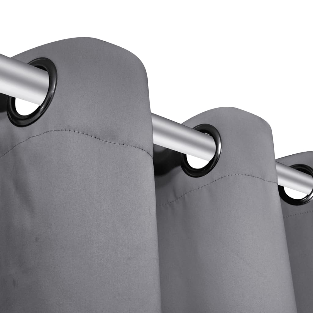 mørklægningsgardiner 2 stk. med metalsnøreringe 135x175 cm grå