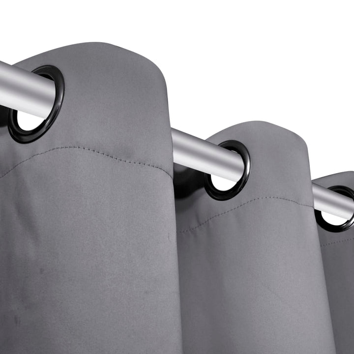 mørklægningsgardiner 2 stk. med metalsnøreringe 135x175 cm grå