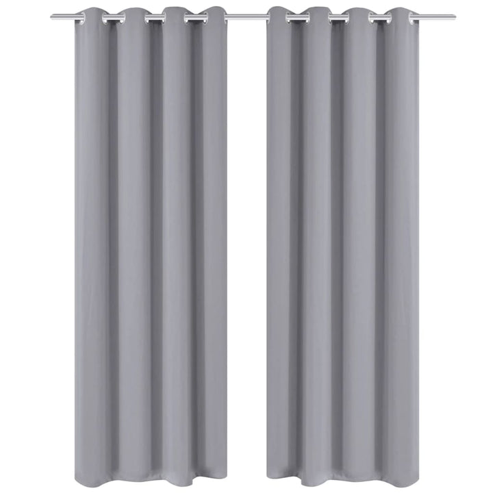mørklægningsgardin med metalsnøreringe 270x245 cm grå