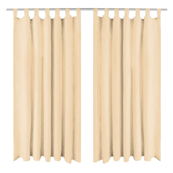 gardiner i mikro-satin 2 stk. med løkker 140 x 225 cm beige