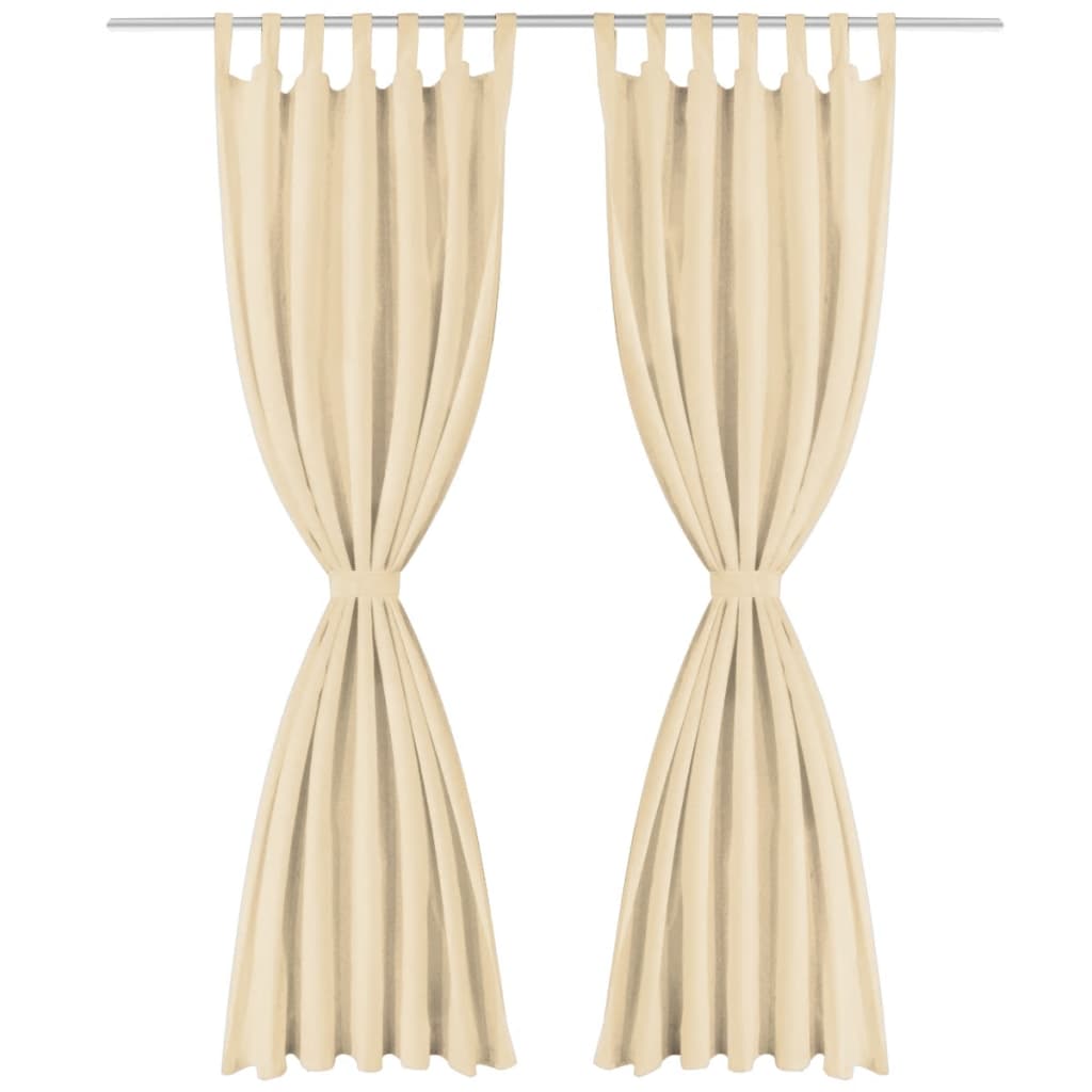 gardiner i mikro-satin 2 stk. med løkker 140 x 245 cm beige