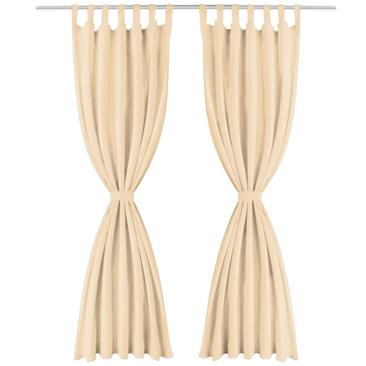 gardiner i mikro-satin 2 stk. med løkker 140 x 245 cm beige