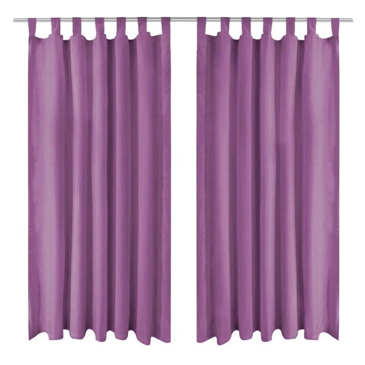 gardiner i mikro-satin 2 stk. med løkker 140 x 225 cm lilla