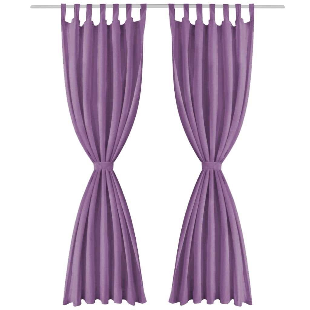 gardiner i mikro-satin 2 stk. med løkker 140 x 225 cm lilla