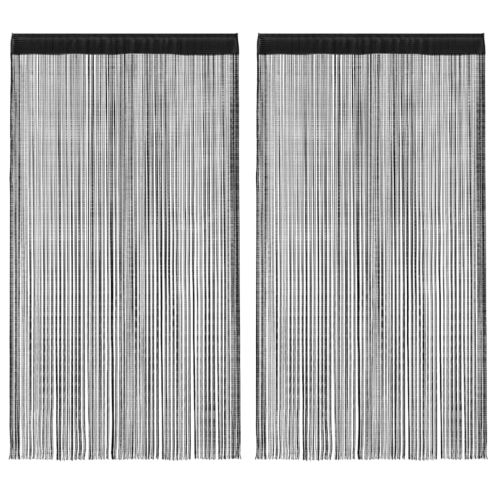 trådgardiner 2 stk. 100 x 250 cm sort
