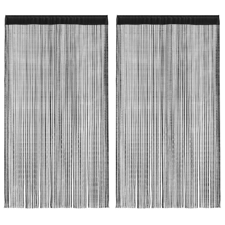 trådgardiner 2 stk. 100 x 250 cm sort