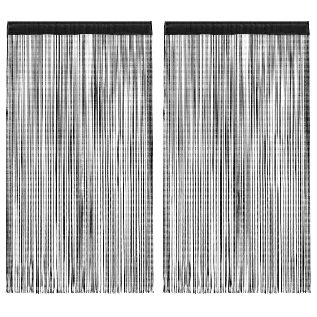 trådgardiner 2 stk. 100 x 250 cm sort
