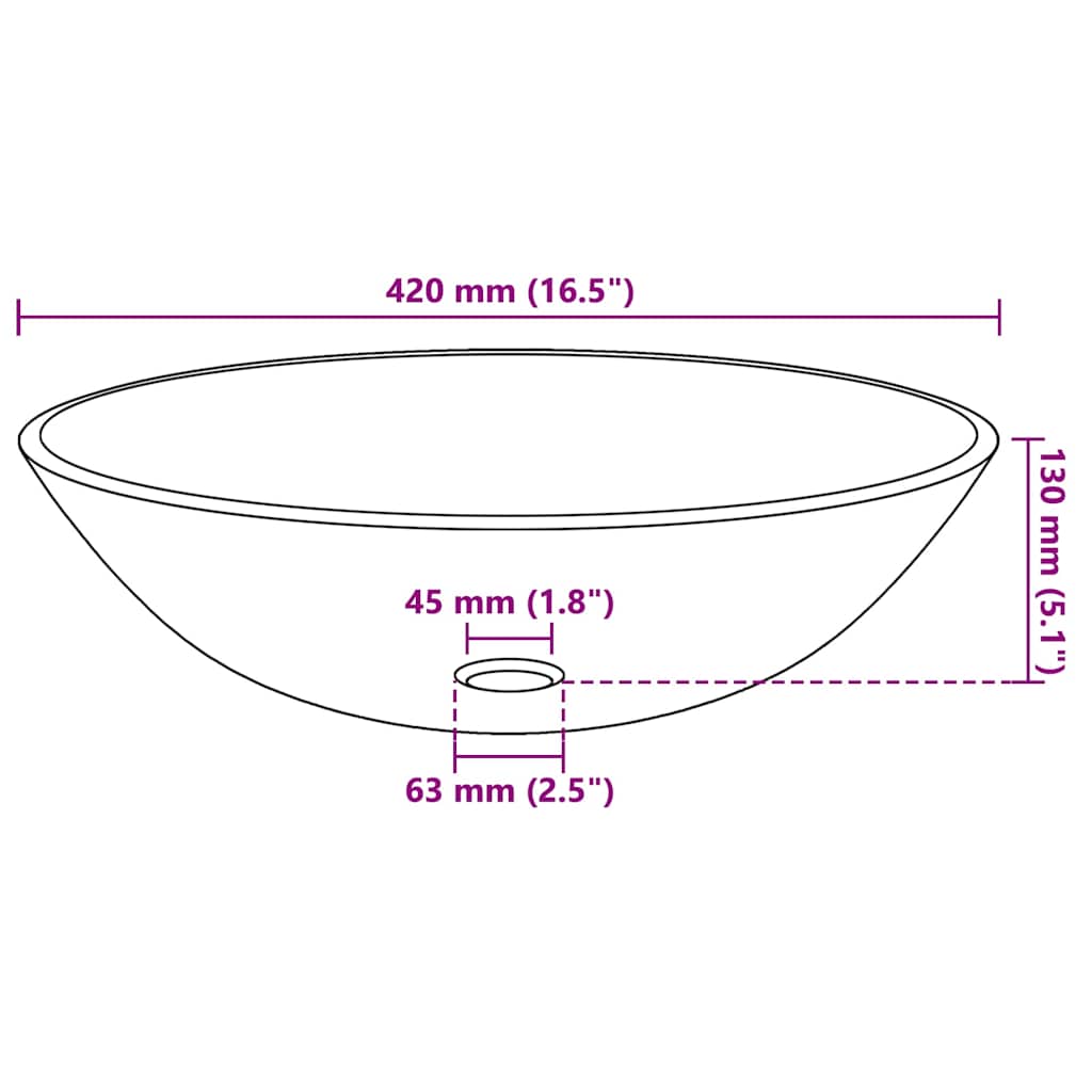 håndvask hærdet glas 42 cm brun