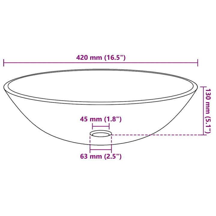 håndvask hærdet glas 42 cm brun