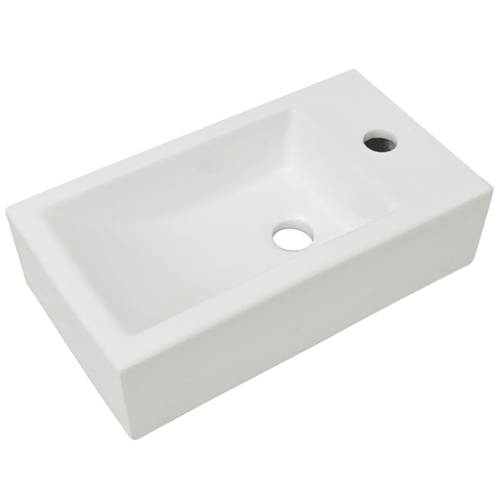 rektangulær håndvask med hul til vandhane keramik 46x25,5x12 cm hvid