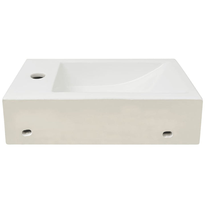 rektangulær håndvask med hul til vandhane keramik 46x25,5x12 cm hvid