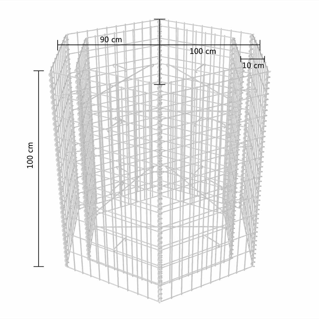 sekskantet gabion-højbed 100x90x100 cm