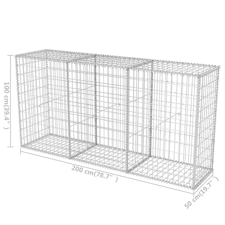 gabionkurv 200 x 50 x 100 cm galvaniseret stål