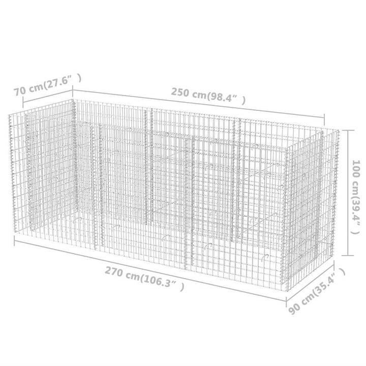 gabion-højbed 270x90x100 cm stål
