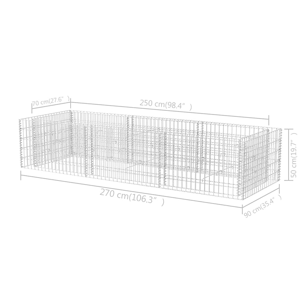 gabion-højbed 270x90x50 cm stål
