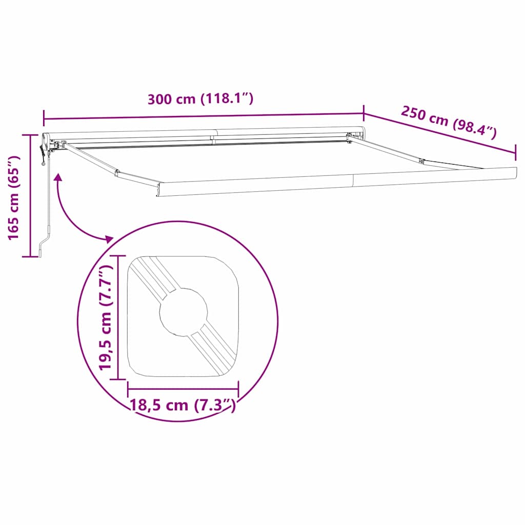 Markiseramme Hvid 300 x 250 cm Aluminium