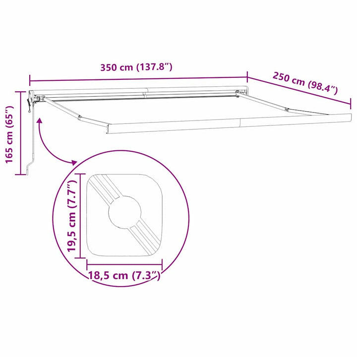 Markiseramme Hvid 350 x 250 cm Aluminium