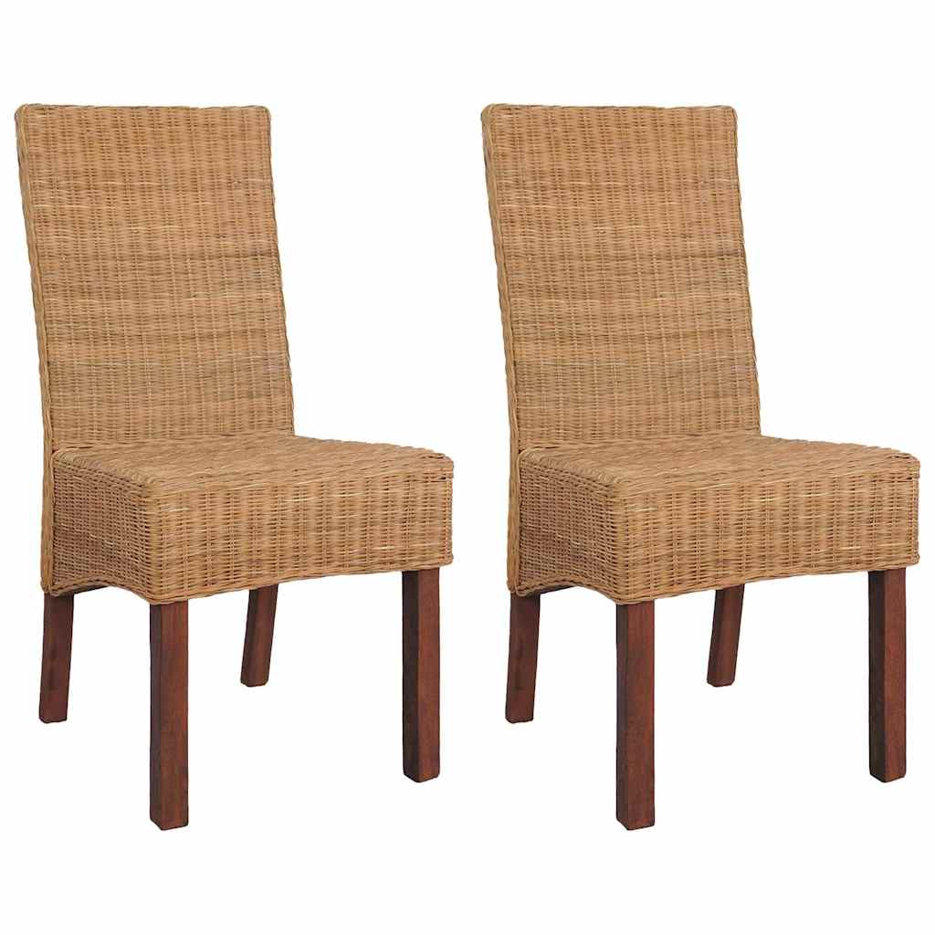spisebordsstole 2 stk. naturligt rattan brun
