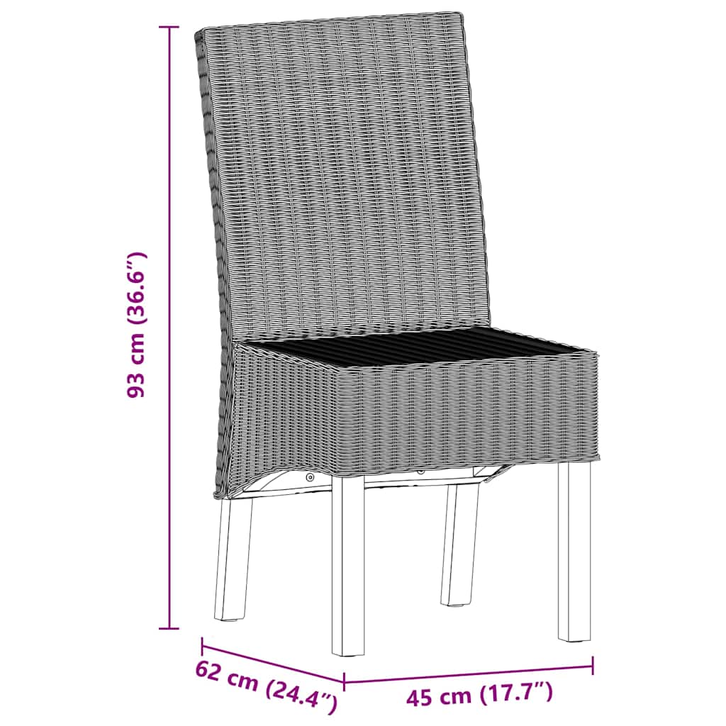 spisebordsstole 2 stk. naturligt rattan brun