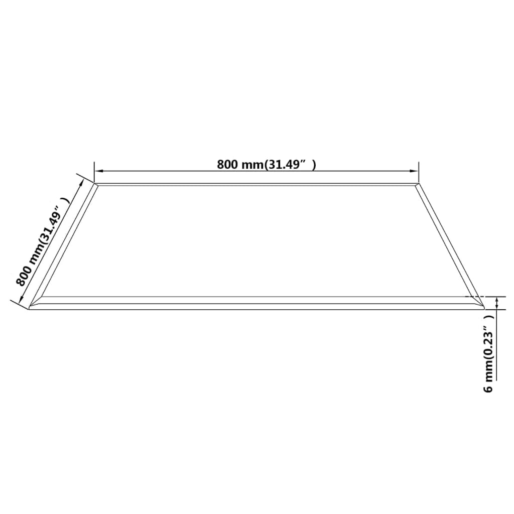 bordplade hærdet glas firkant 800 x 800 mm
