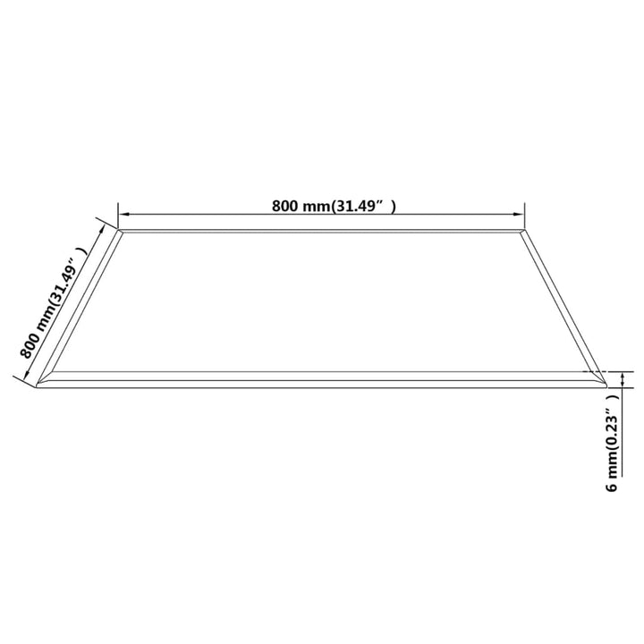 bordplade hærdet glas firkant 800 x 800 mm