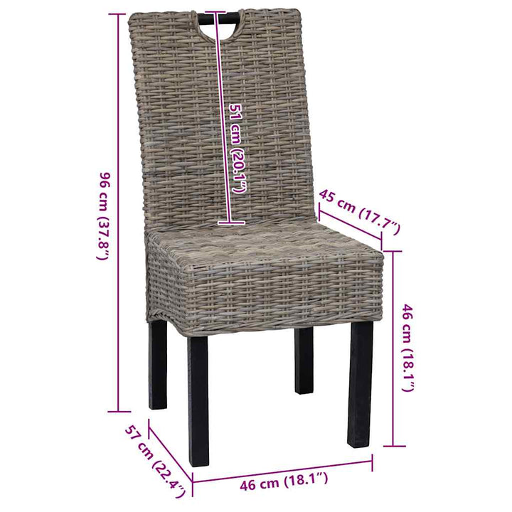 spisebordsstole 2 stk. Kubu-rattan mangotræ