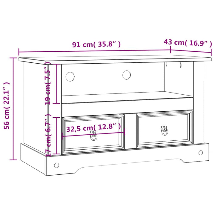 tv-møbel Corona-serien 91x43x56 cm mexicansk fyrretræ