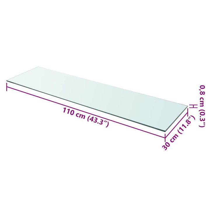 hylde glaspanel klar 110x30 cm
