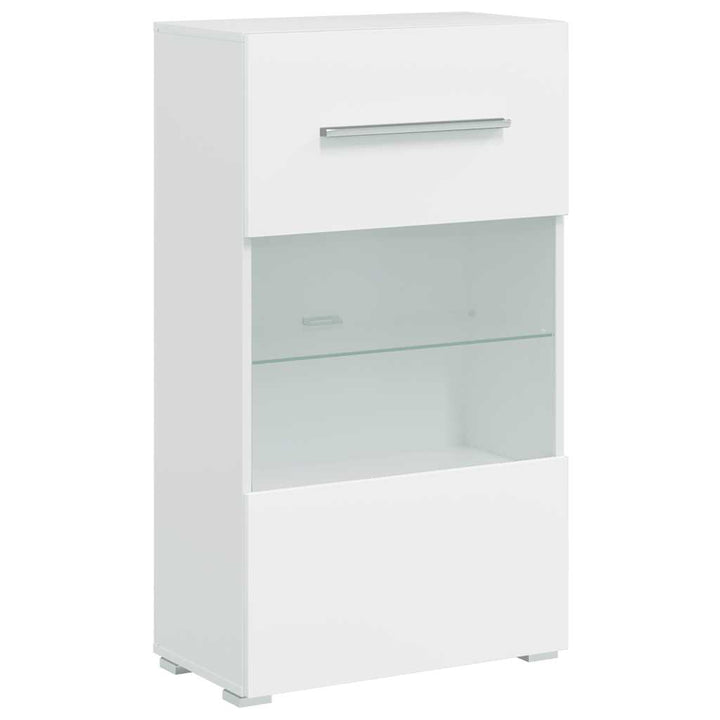 skabssæt med tv-skab og LED-lys 5 dele hvid