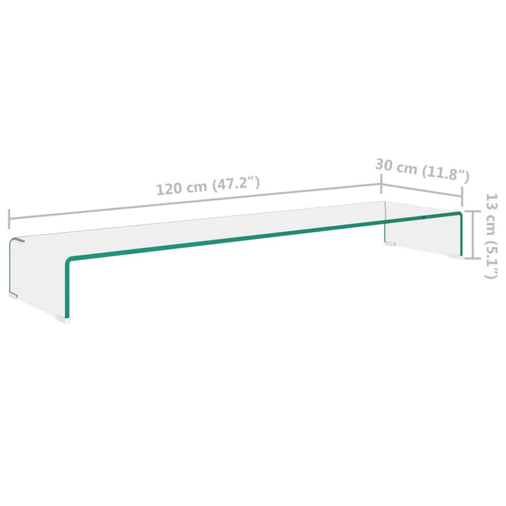 TV-stander/monitorstand klart glas 120x30x13 cm