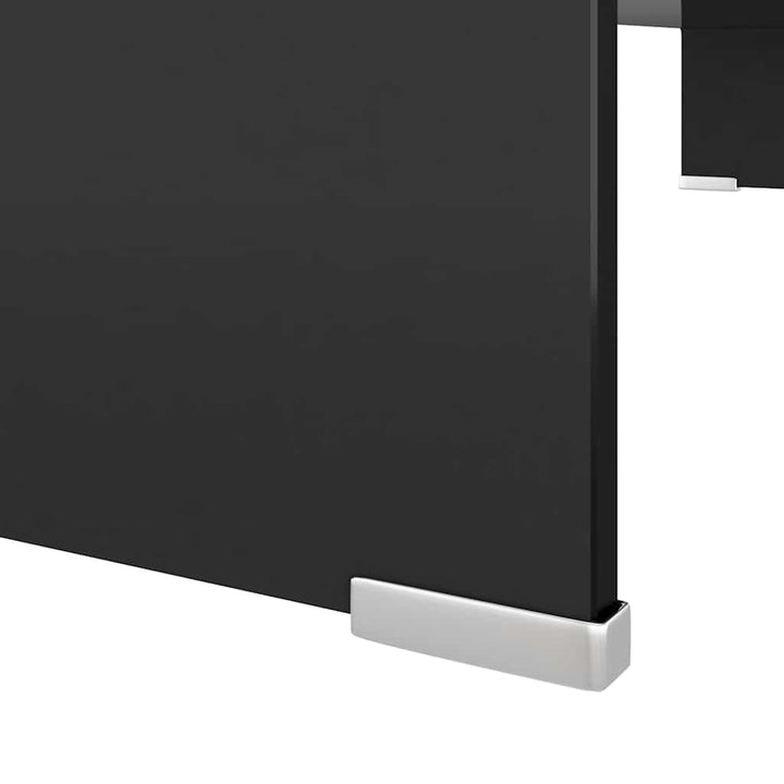 TV-stander/monitorstand sort glas 90x30x13 cm