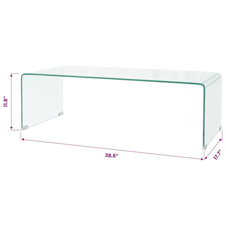 sofabord 98x45x30 cm hærdet glas transparent