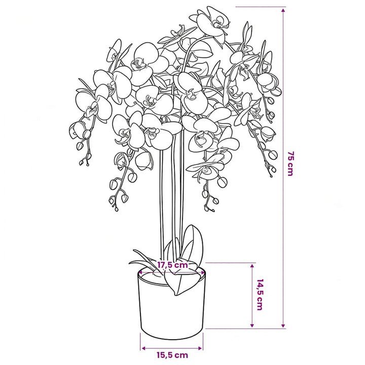 kunstig orkidéplante med potte 75 cm hvid