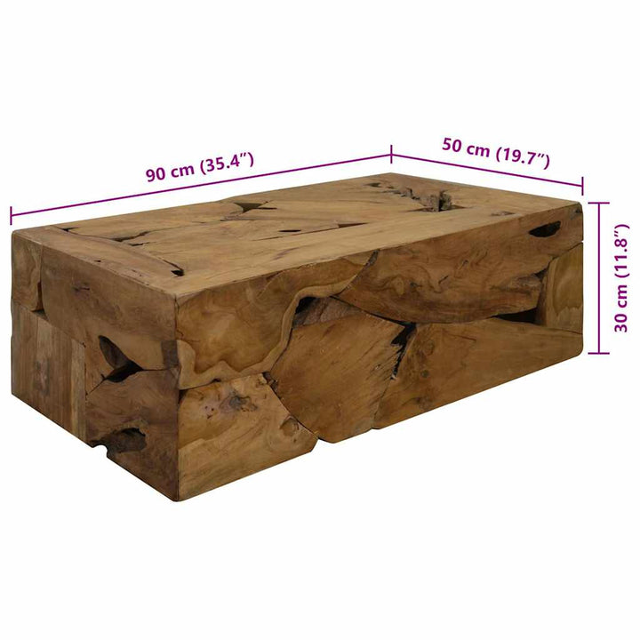 sofabord 90 x 50 x 30 cm ægte teaktræ brun