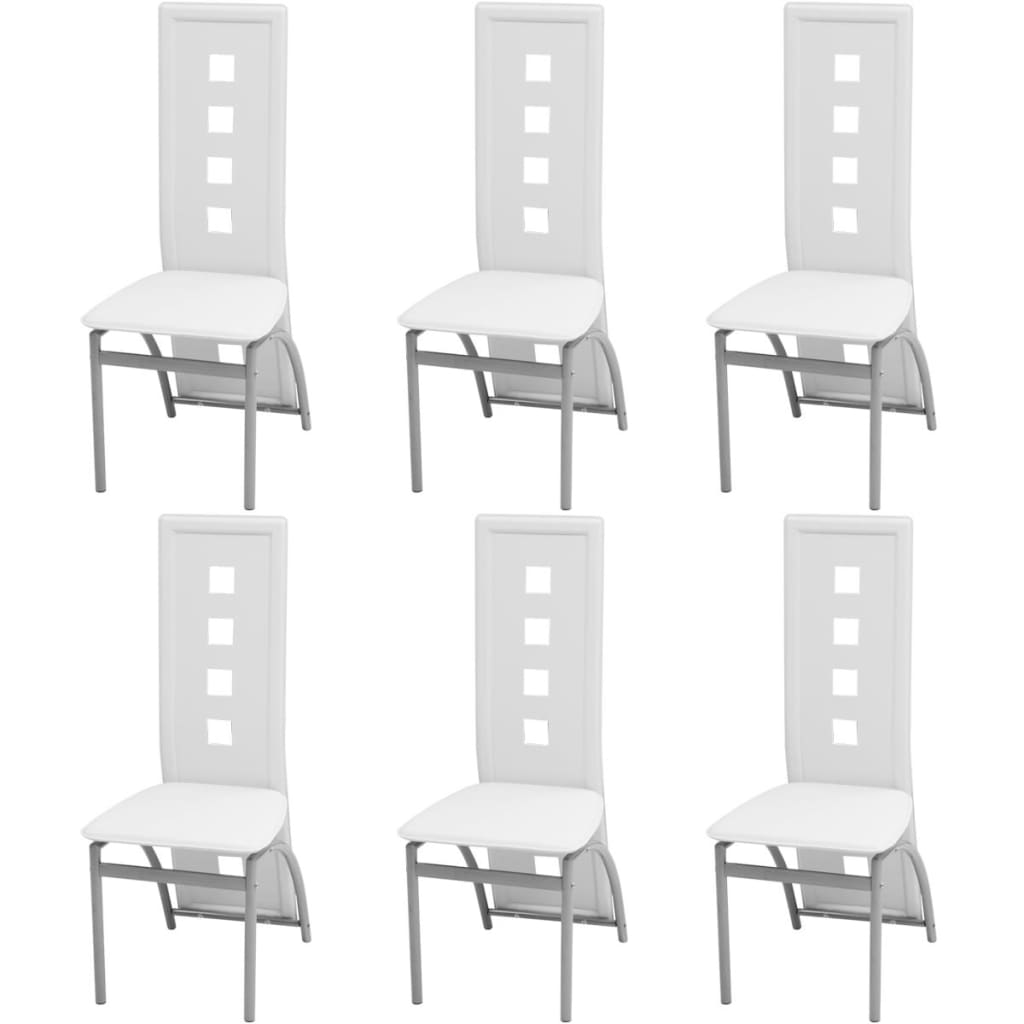 spisebordsstole 6 stk. kunstlæder hvid