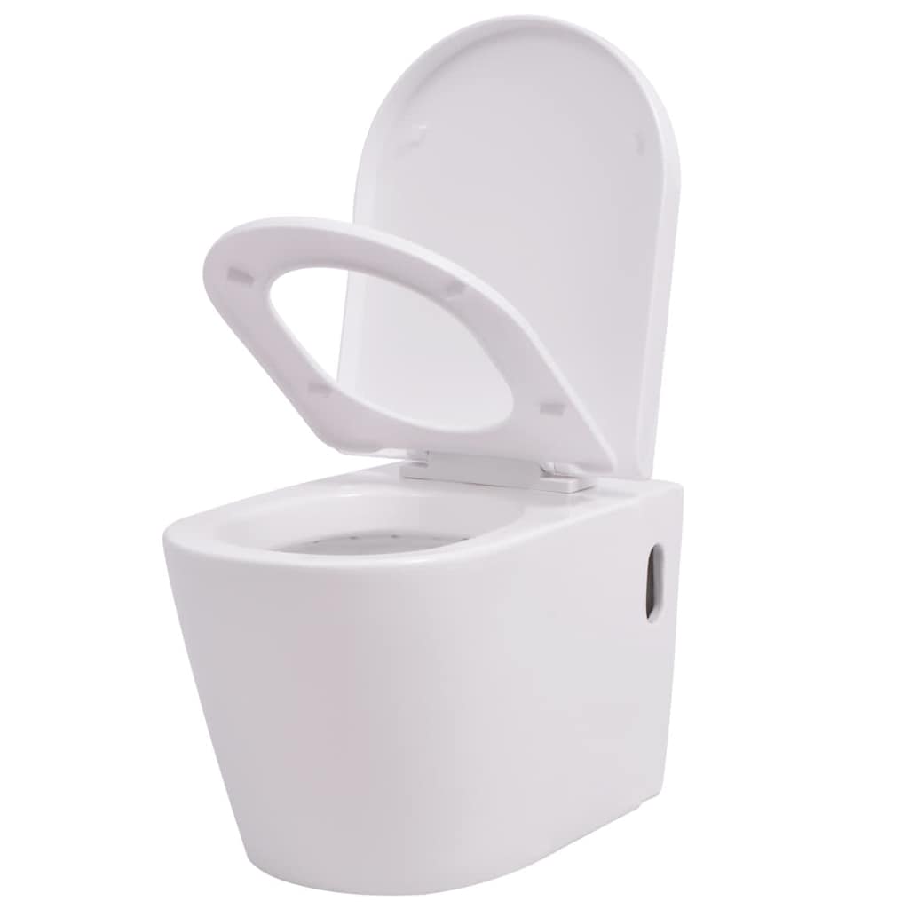 væghængt toilet med skjult cisterne keramik hvid