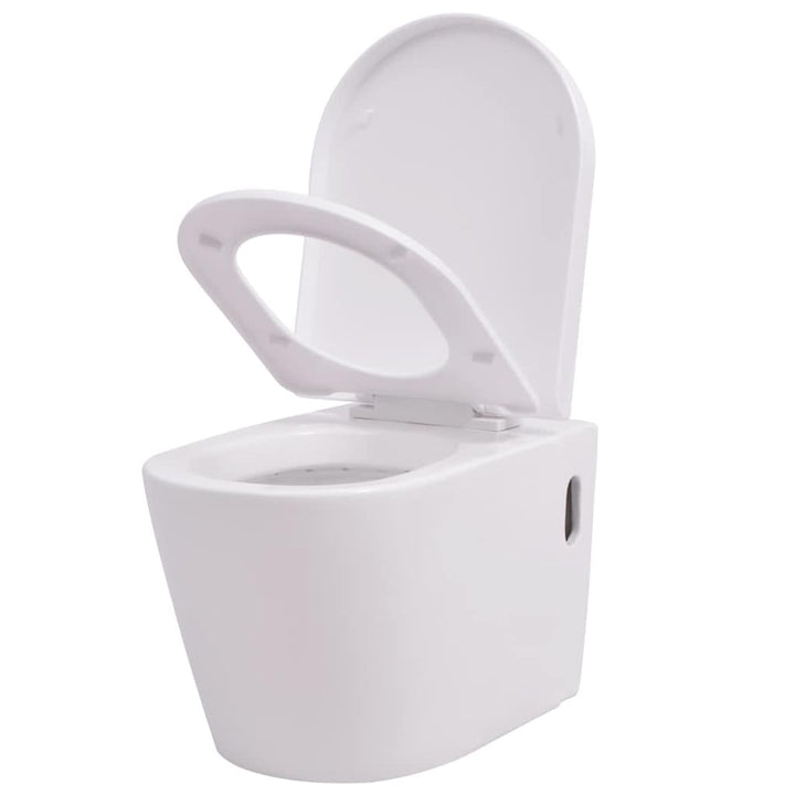 væghængt toilet med skjult cisterne keramik hvid