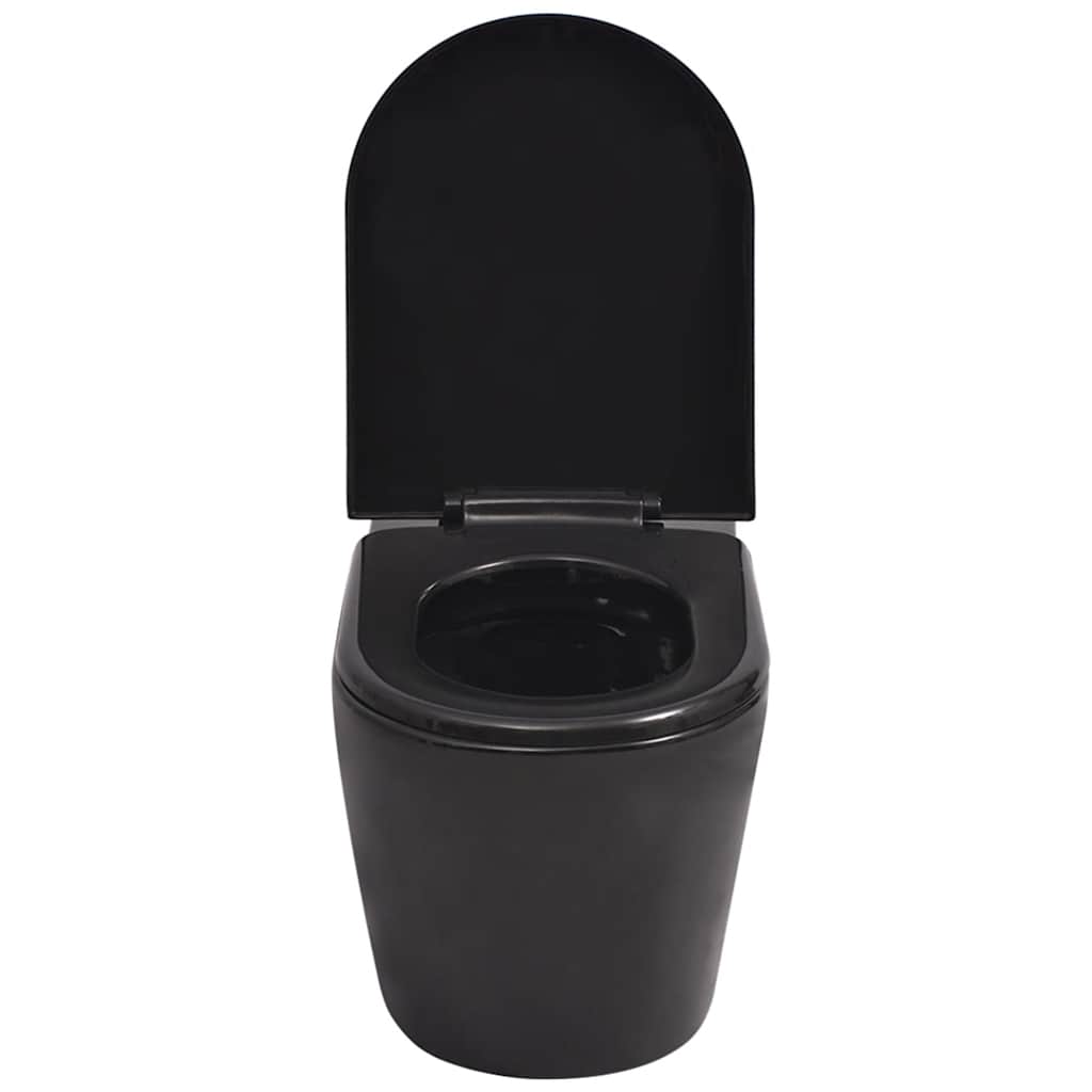 væghængt toilet med skjult cisterne keramisk sort