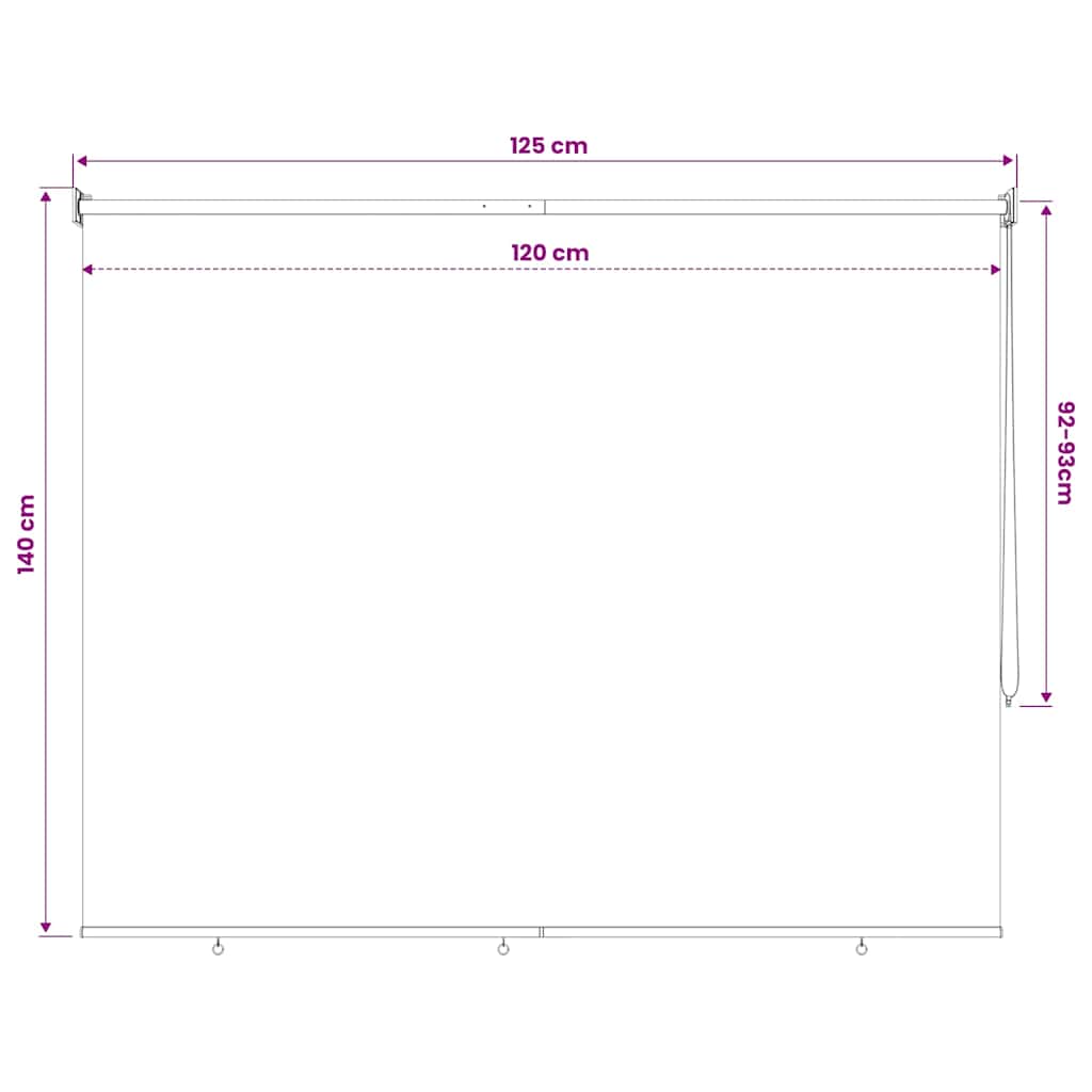 udendørs rullegardin 125 (B) x 140 (H) cm cremefarvet